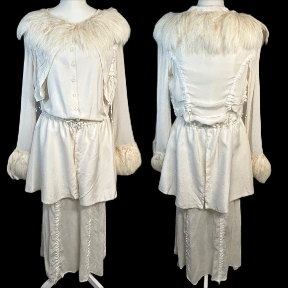 Womens Medieval Ren Fair Angel Costume Sz S Silk Linen Handmade Cosplay Festival